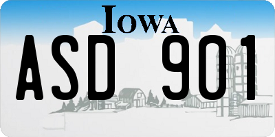 IA license plate ASD901