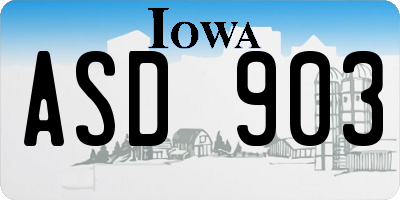 IA license plate ASD903