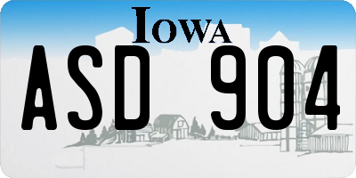 IA license plate ASD904