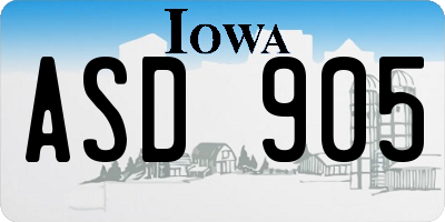 IA license plate ASD905