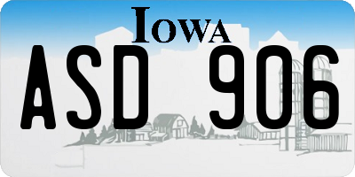 IA license plate ASD906