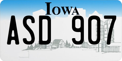 IA license plate ASD907