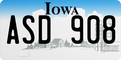 IA license plate ASD908