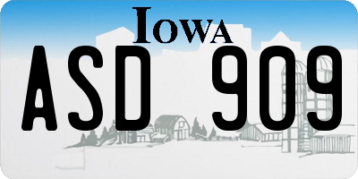 IA license plate ASD909