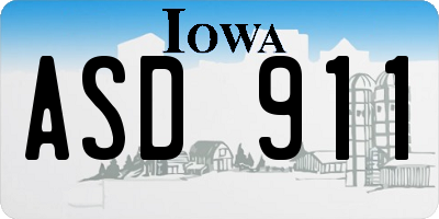 IA license plate ASD911