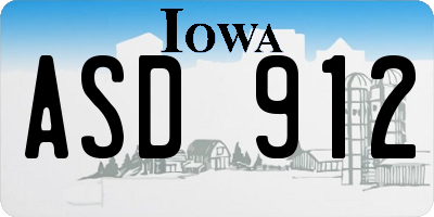 IA license plate ASD912