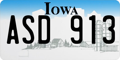 IA license plate ASD913