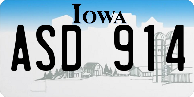 IA license plate ASD914