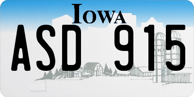 IA license plate ASD915