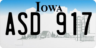 IA license plate ASD917