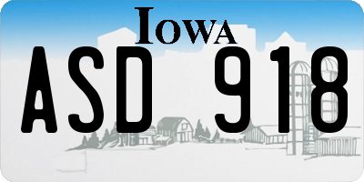 IA license plate ASD918