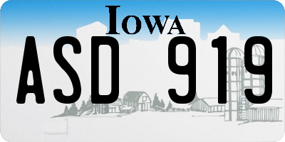 IA license plate ASD919