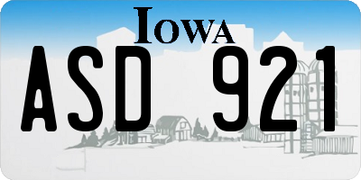 IA license plate ASD921