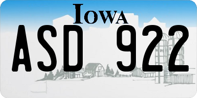 IA license plate ASD922