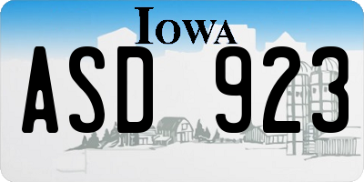 IA license plate ASD923