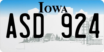 IA license plate ASD924