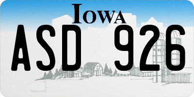 IA license plate ASD926
