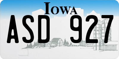 IA license plate ASD927