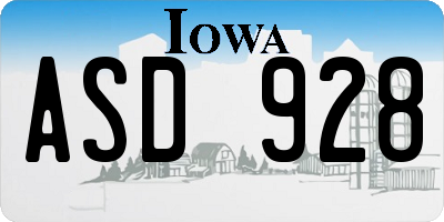 IA license plate ASD928