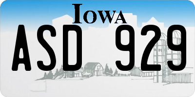 IA license plate ASD929
