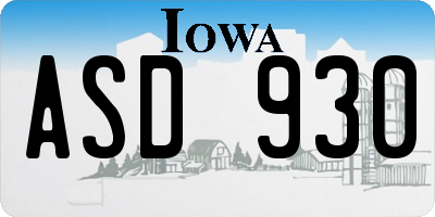 IA license plate ASD930