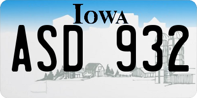 IA license plate ASD932