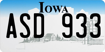 IA license plate ASD933