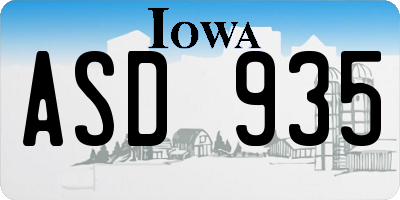 IA license plate ASD935