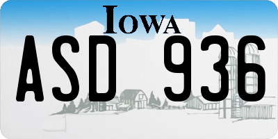 IA license plate ASD936