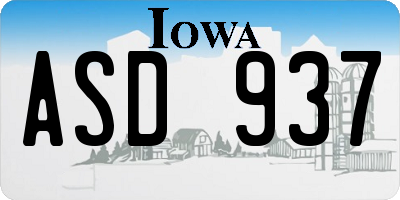 IA license plate ASD937
