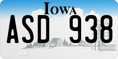 IA license plate ASD938