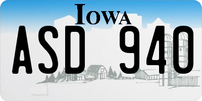 IA license plate ASD940