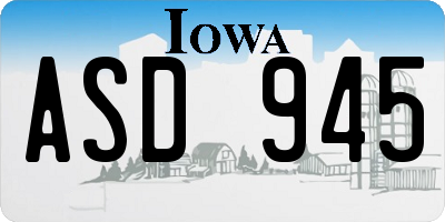 IA license plate ASD945