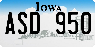 IA license plate ASD950