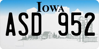 IA license plate ASD952