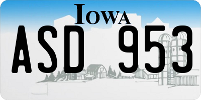 IA license plate ASD953