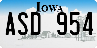 IA license plate ASD954