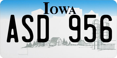 IA license plate ASD956