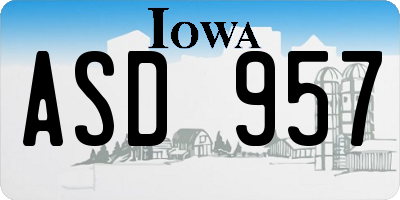 IA license plate ASD957