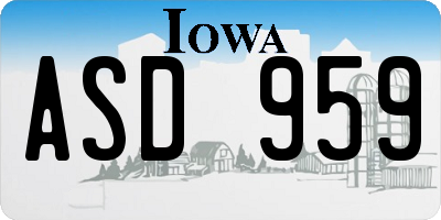 IA license plate ASD959