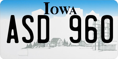 IA license plate ASD960