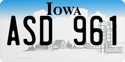 IA license plate ASD961