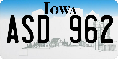 IA license plate ASD962