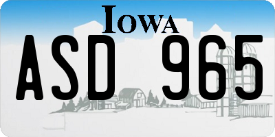 IA license plate ASD965