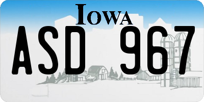 IA license plate ASD967