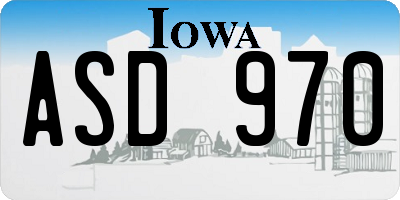 IA license plate ASD970