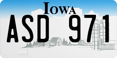 IA license plate ASD971