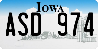 IA license plate ASD974