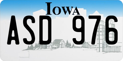 IA license plate ASD976