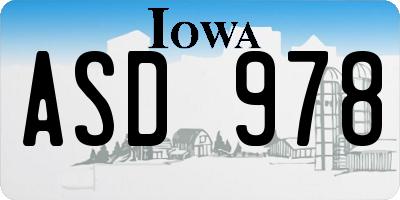 IA license plate ASD978